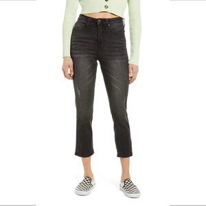 BP High Waist Crop Straight Leg Jeans black distressing women new 30